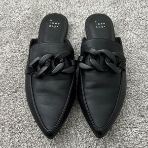 A New Day Women's Black Chain Detail Mules